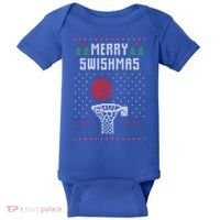 Merry Swishmas Basketball Ugly Christmas Sweaters Great Gift Baby Bodysuit thumb 0