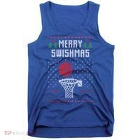 Merry Swishmas Basketball Ugly Christmas Sweaters Great Gift Tank Top thumb 0