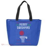Merry Swishmas Basketball Ugly Christmas Sweaters Great Gift Tote Bag thumb 0