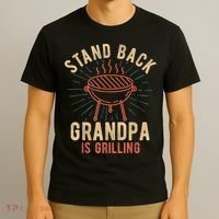 Mens Stand Back Grandpa Is Grilling Vintage For Him BBQ Fun T-Shirt thumb 3