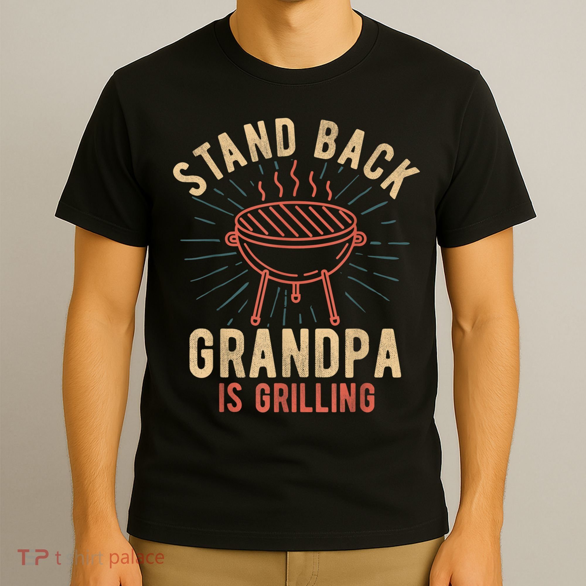 Mens Stand Back Grandpa Is Grilling Vintage For Him BBQ Fun T-Shirt