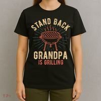 Mens Stand Back Grandpa Is Grilling Vintage For Him BBQ Fun T-Shirt thumb 4