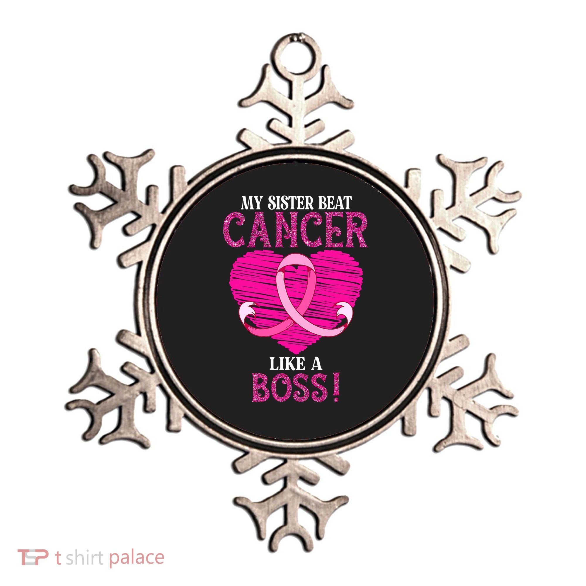 My Sister Beat Breast Cancer Pink Ribbon Survivor Awareness Ornament