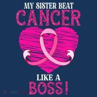 My Sister Beat Breast Cancer Pink Ribbon Survivor Awareness T-Shirt thumb 7