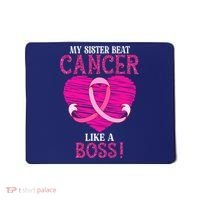 My Sister Beat Breast Cancer Pink Ribbon Survivor Awareness Mousepad thumb 0