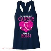 My Sister Beat Breast Cancer Pink Ribbon Survivor Awareness Women's Tank Top thumb 0