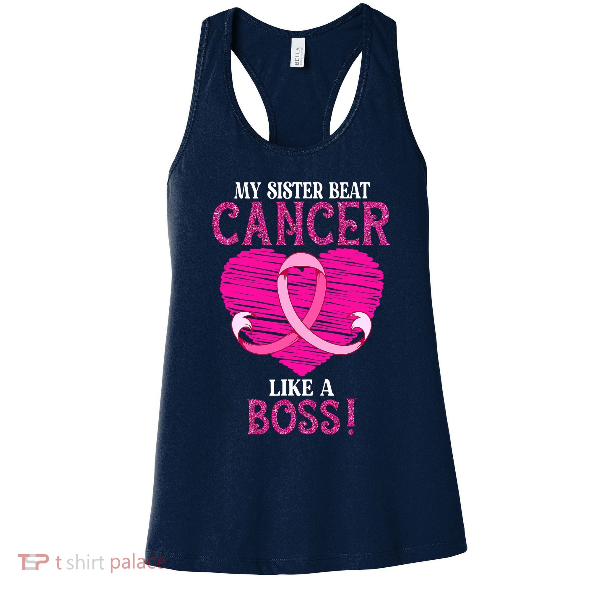 My Sister Beat Breast Cancer Pink Ribbon Survivor Awareness Women's Tank Top