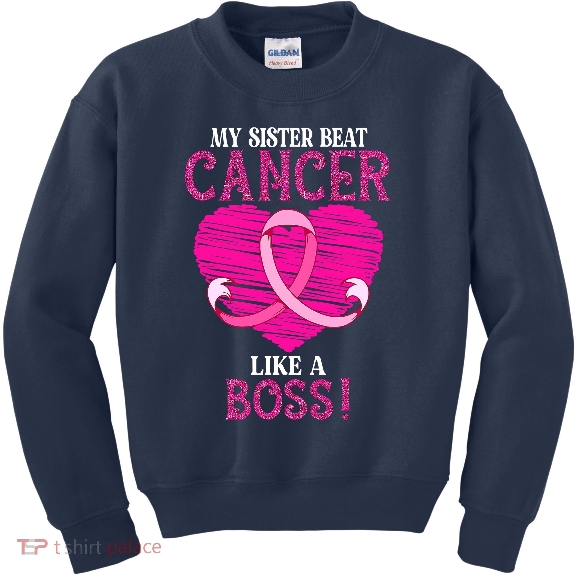 My Sister Beat Breast Cancer Pink Ribbon Survivor Awareness Kids Sweatshirt