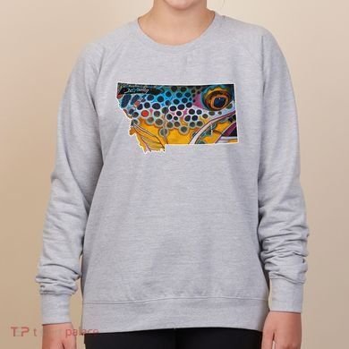 Montana Shape Brown Trout Fish D.E.R.E.K D.E.Y.O.U.N.G Art Women's Sweatshirt