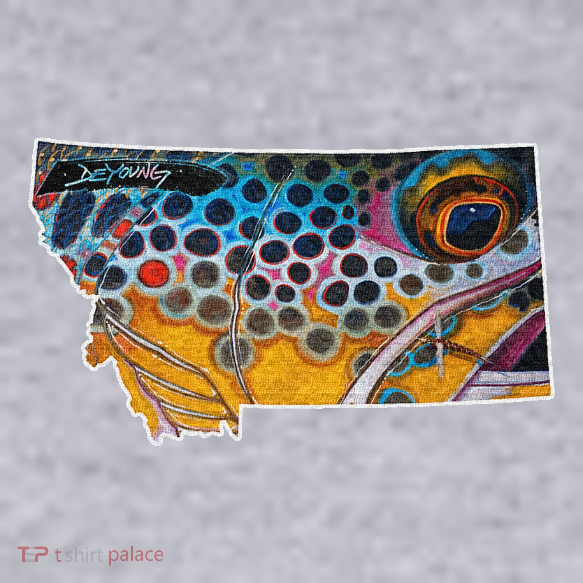 Montana Shape Brown Trout Fish D.E.R.E.K D.E.Y.O.U.N.G Art Women's Sweatshirt