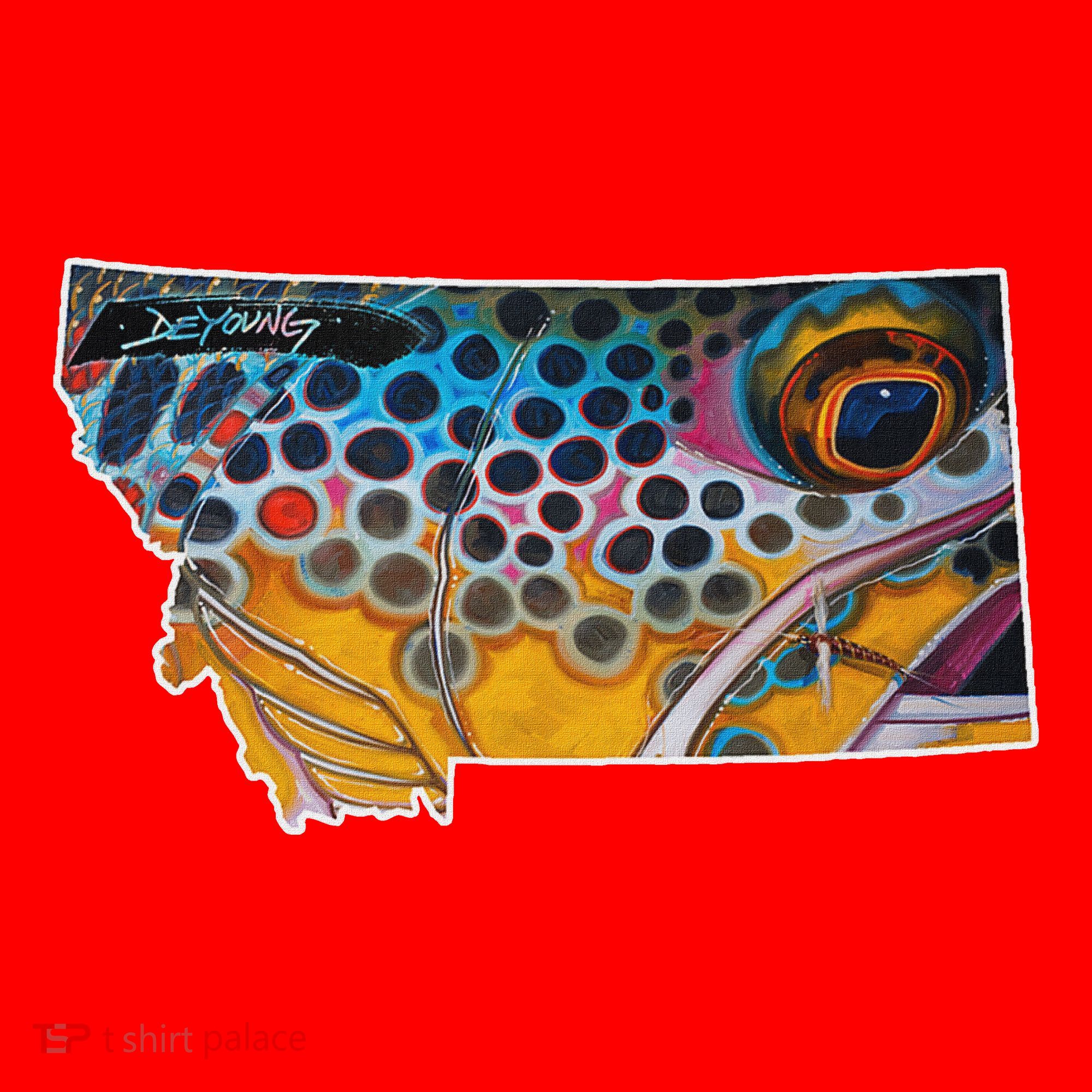 Montana Shape Brown Trout Fish D.E.R.E.K D.E.Y.O.U.N.G Art Santa Hat