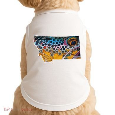 Montana Shape Brown Trout Fish D.E.R.E.K D.E.Y.O.U.N.G Art Doggie Tank