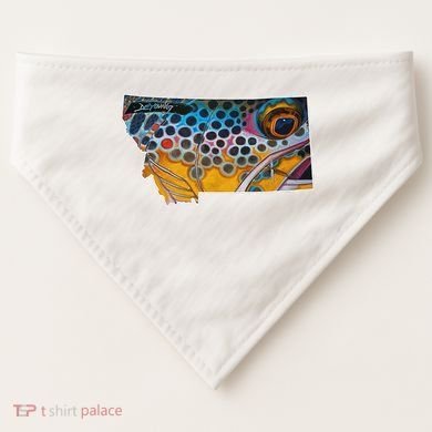 Montana Shape Brown Trout Fish D.E.R.E.K D.E.Y.O.U.N.G Art USA-Made Doggie Bandana