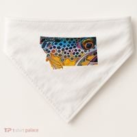 Montana Shape Brown Trout Fish D.E.R.E.K D.E.Y.O.U.N.G Art USA-Made Doggie Bandana thumb 0