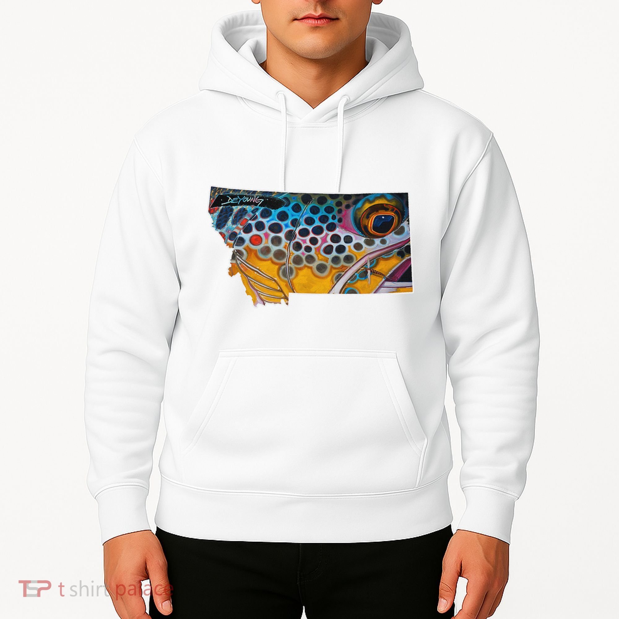 Montana Shape Brown Trout Fish D.E.R.E.K D.E.Y.O.U.N.G Art Hoodie