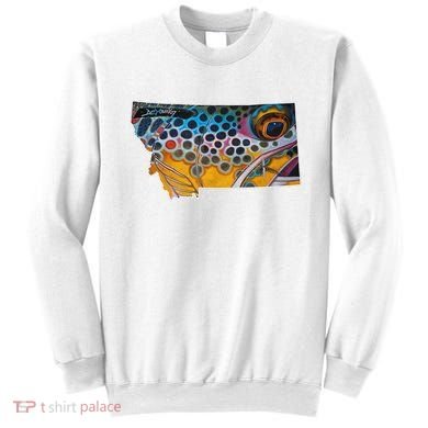 Montana Shape Brown Trout Fish D.E.R.E.K D.E.Y.O.U.N.G Art Sweatshirt