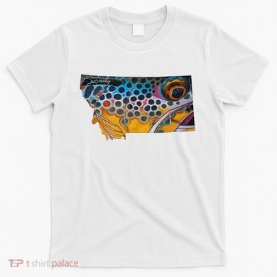 Montana Shape Brown Trout Fish D.E.R.E.K D.E.Y.O.U.N.G Art T-Shirt
