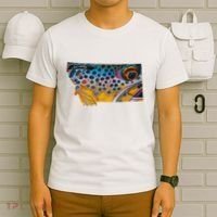 Montana Shape Brown Trout Fish D.E.R.E.K D.E.Y.O.U.N.G Art T-Shirt thumb 6