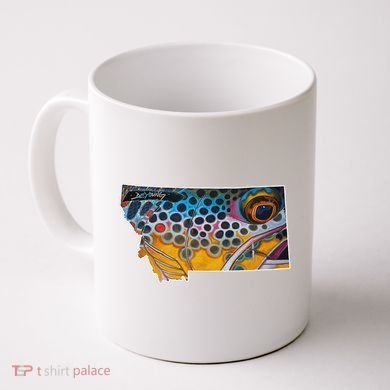Montana Shape Brown Trout Fish D.E.R.E.K D.E.Y.O.U.N.G Art Coffee Mug