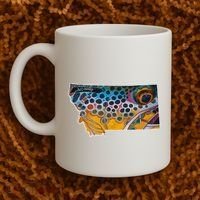 Montana Shape Brown Trout Fish D.E.R.E.K D.E.Y.O.U.N.G Art Coffee Mug thumb 2