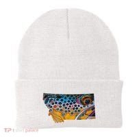 Montana Shape Brown Trout Fish D.E.R.E.K D.E.Y.O.U.N.G Art Beanie thumb 0