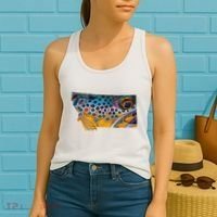 Montana Shape Brown Trout Fish D.E.R.E.K D.E.Y.O.U.N.G Art Women's Tank Top thumb 2