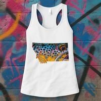 Montana Shape Brown Trout Fish D.E.R.E.K D.E.Y.O.U.N.G Art Women's Tank Top thumb 3