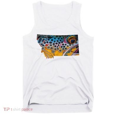 Montana Shape Brown Trout Fish D.E.R.E.K D.E.Y.O.U.N.G Art Tank Top