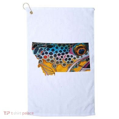 Montana Shape Brown Trout Fish D.E.R.E.K D.E.Y.O.U.N.G Art Golf Towel