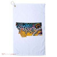Montana Shape Brown Trout Fish D.E.R.E.K D.E.Y.O.U.N.G Art Golf Towel thumb 0