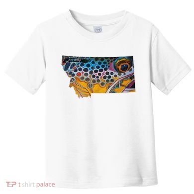 Montana Shape Brown Trout Fish D.E.R.E.K D.E.Y.O.U.N.G Art Toddler T-Shirt