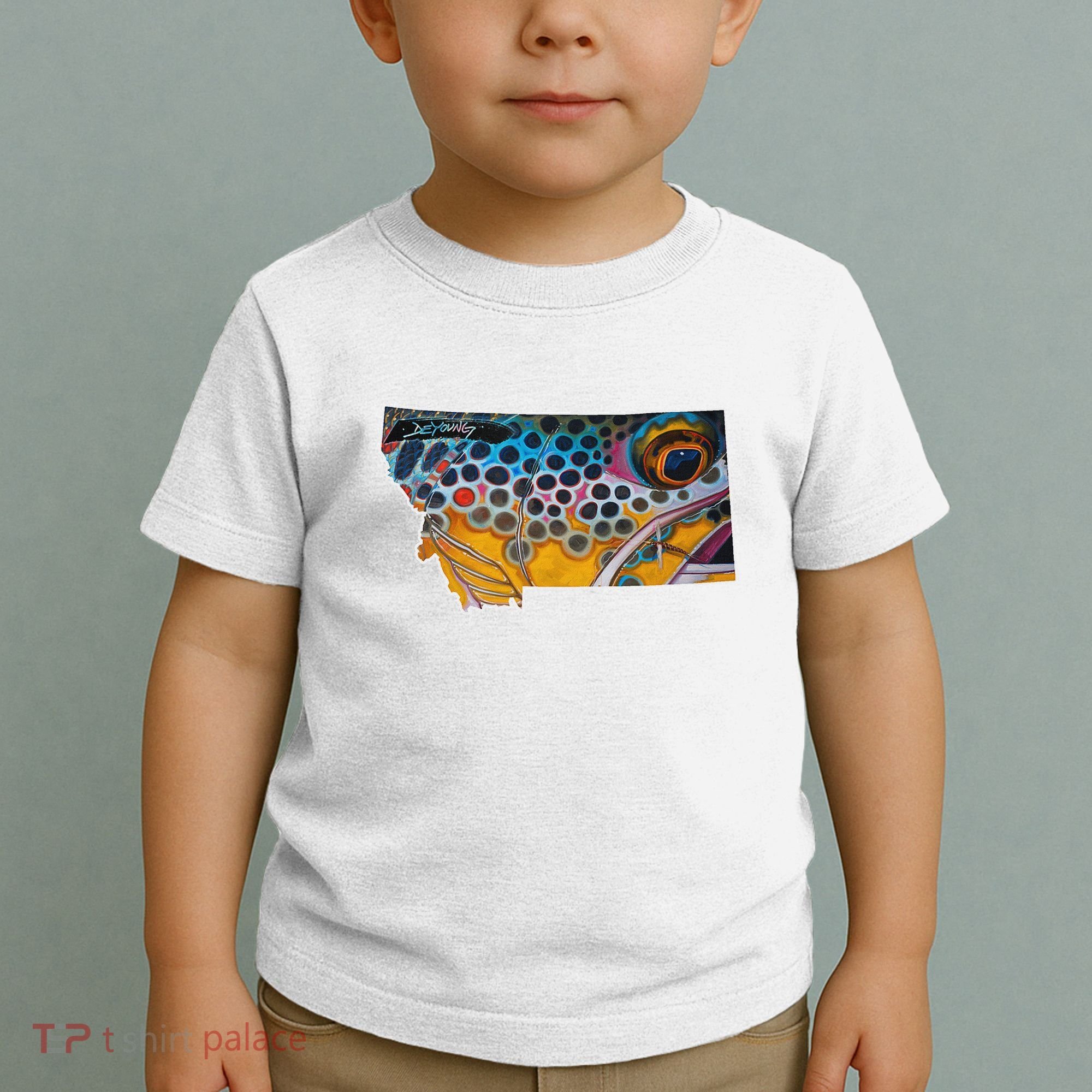 Montana Shape Brown Trout Fish D.E.R.E.K D.E.Y.O.U.N.G Art Toddler T-Shirt