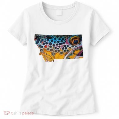 Montana Shape Brown Trout Fish D.E.R.E.K D.E.Y.O.U.N.G Art Women's T-Shirt
