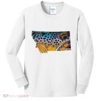 Montana Shape Brown Trout Fish D.E.R.E.K D.E.Y.O.U.N.G Art Kids Long Sleeve Shirt thumb 0