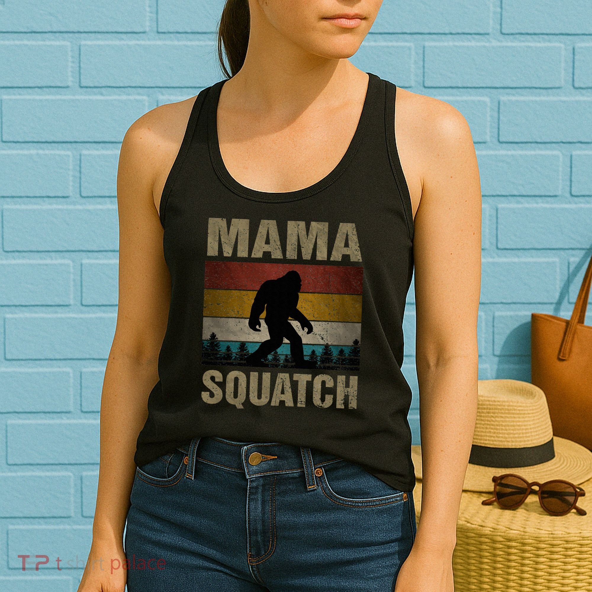 Mama Squatch Bigfoot Mama Sasquatch Yeti Family Matching Women's Tank Top
