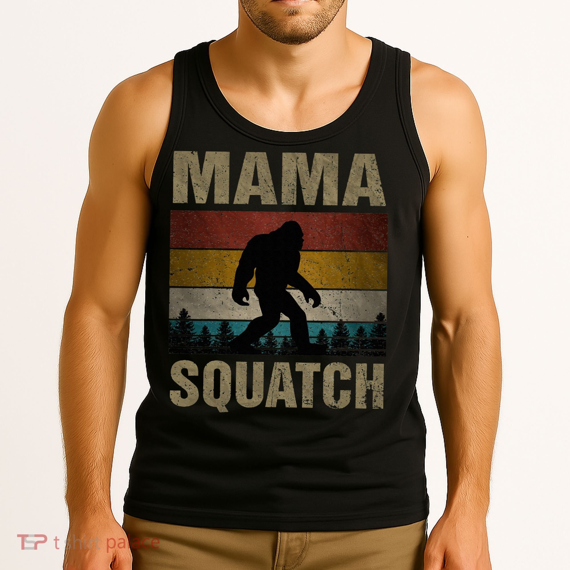 Mama Squatch Bigfoot Mama Sasquatch Yeti Family Matching Tank Top