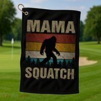 Mama Squatch Bigfoot Mama Sasquatch Yeti Family Matching Golf Towel thumb 1