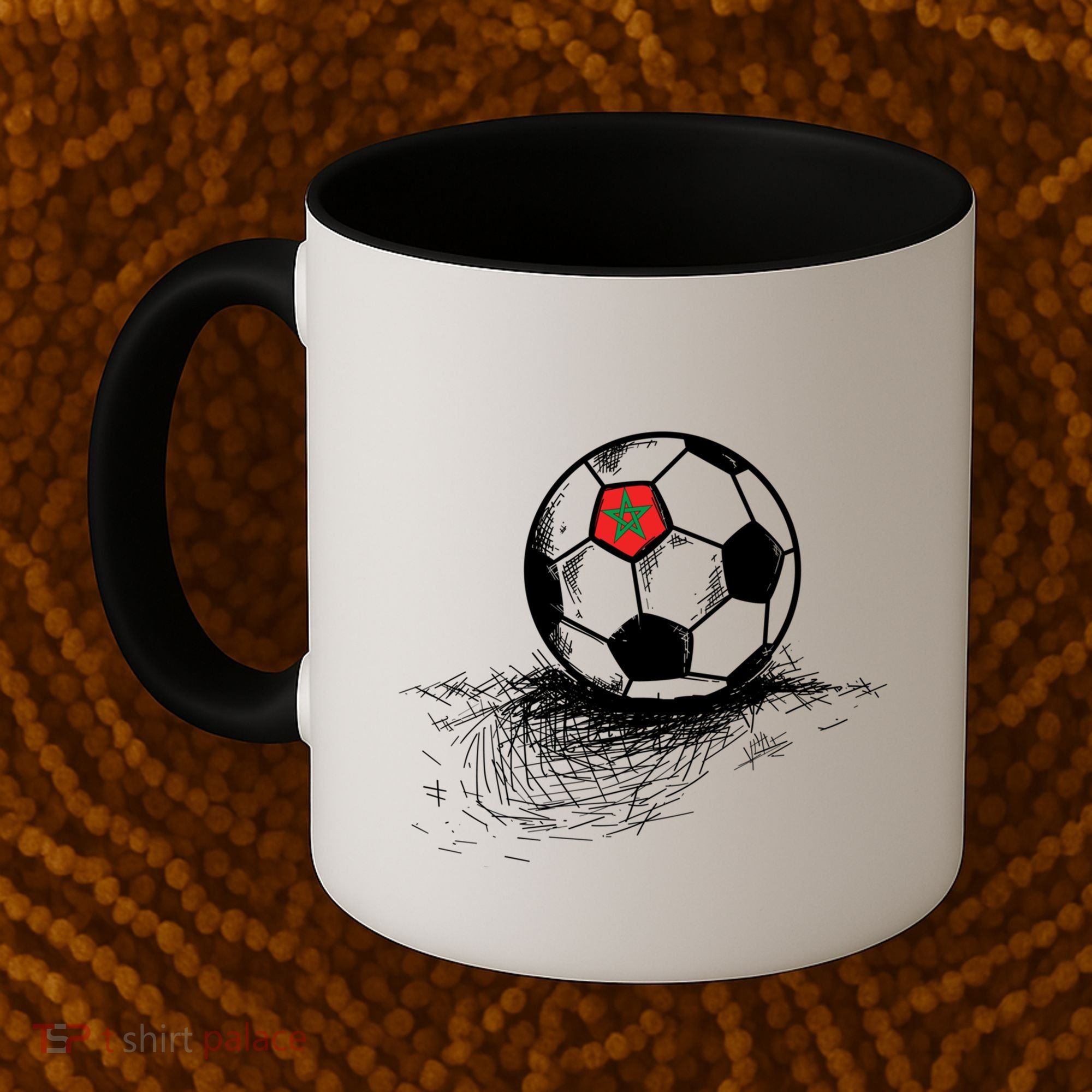 Morocco Soccer Ball Flag Jersey Gift Moroccan Football Gift Coffee Mug