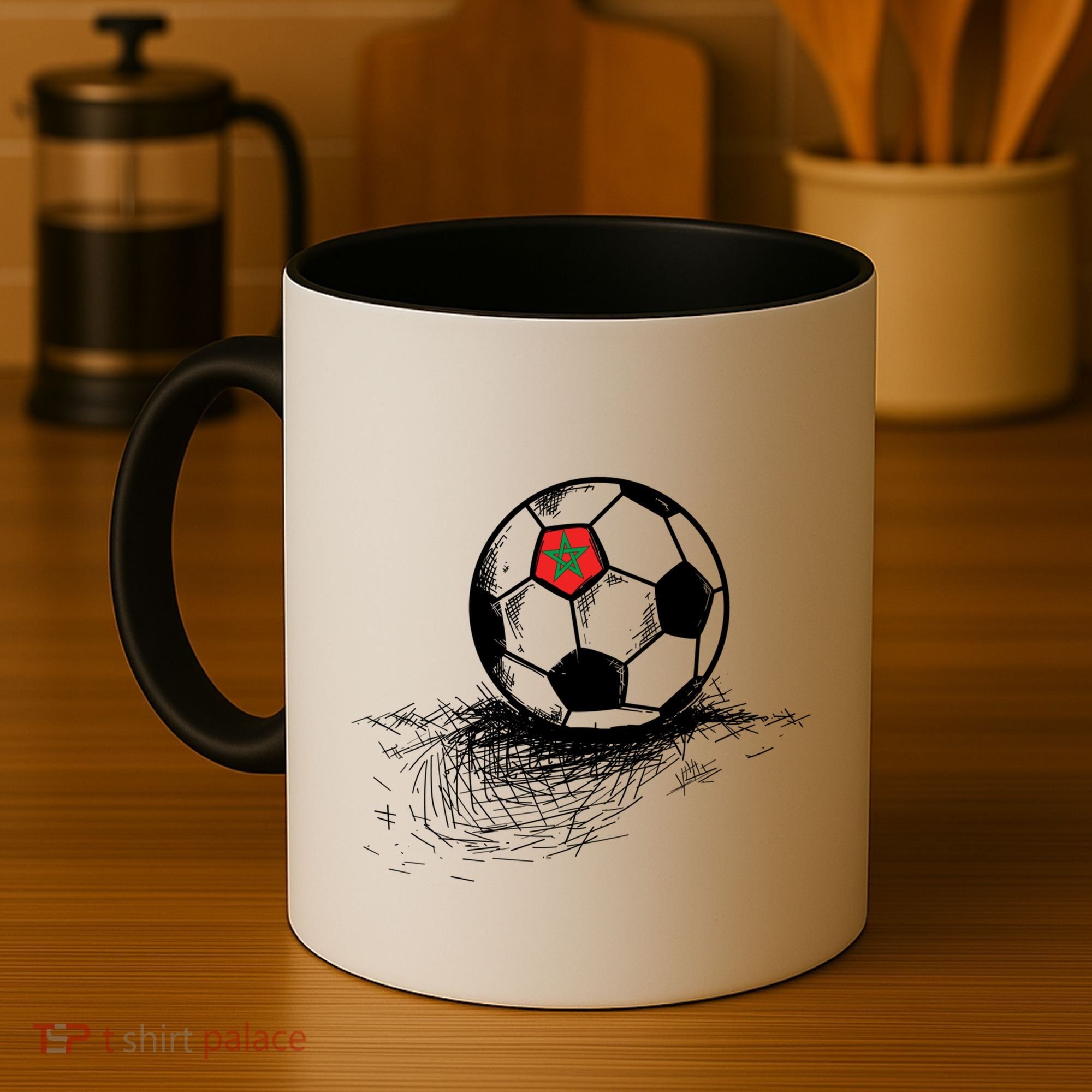 Morocco Soccer Ball Flag Jersey Gift Moroccan Football Gift Coffee Mug
