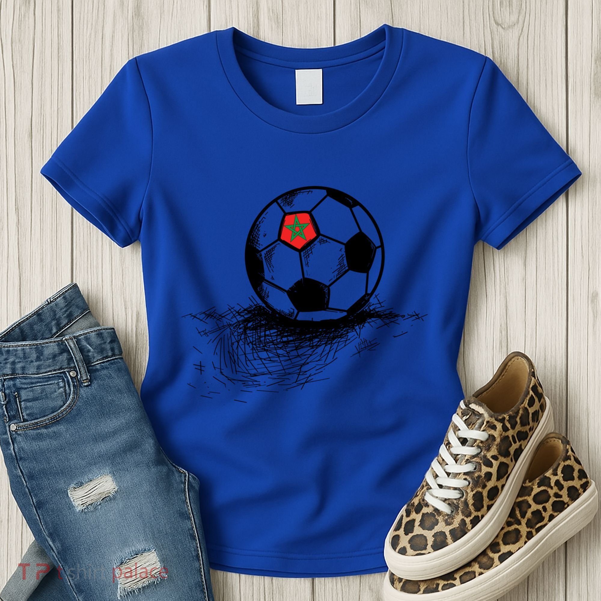Morocco Soccer Ball Flag Jersey Gift Moroccan Football Gift Women's T-Shirt
