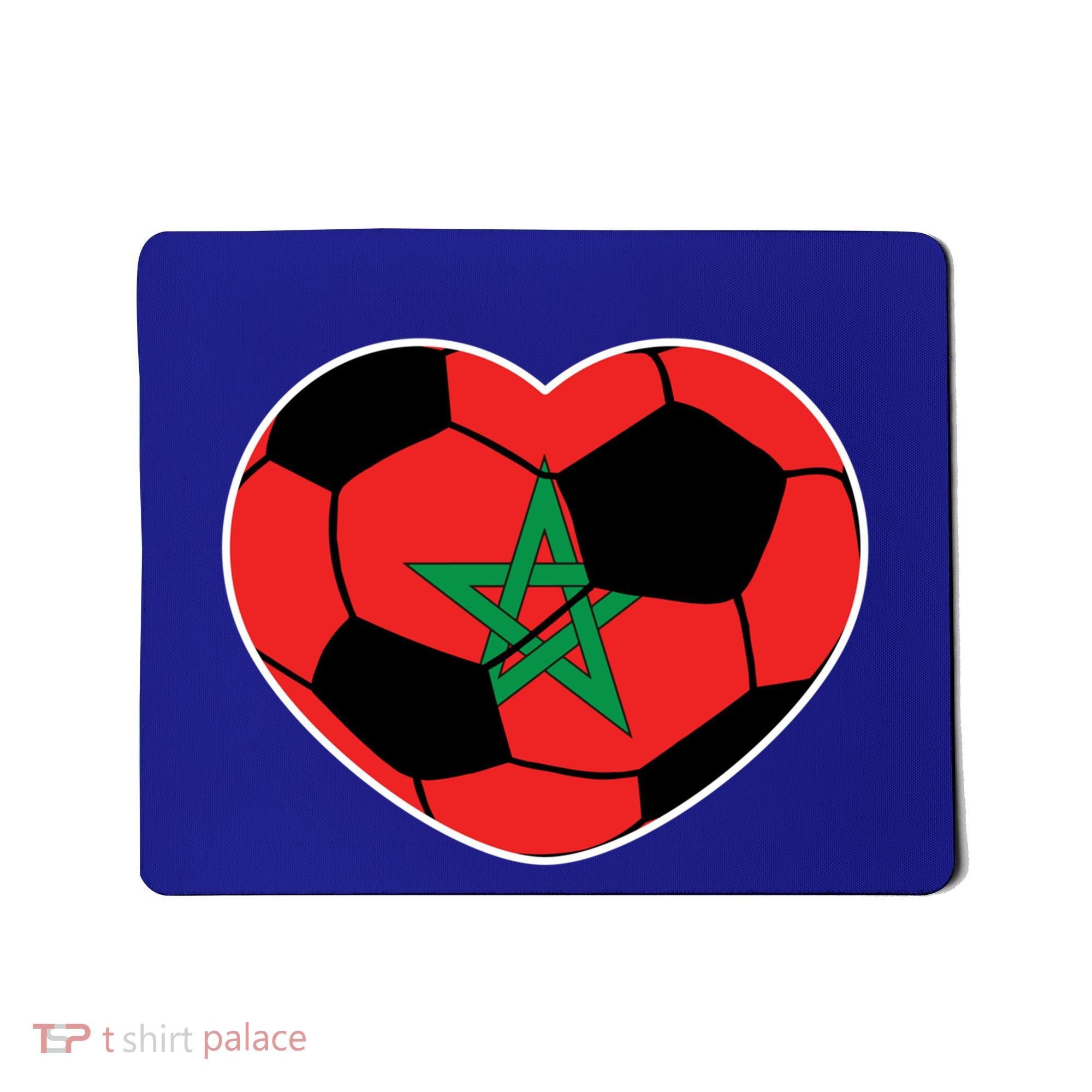 Morocco Soccer Ball Heart Gift Moroccan Football Soccer Gift Mousepad