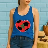 Morocco Soccer Ball Heart Gift Moroccan Football Soccer Gift Women's Tank Top thumb 2
