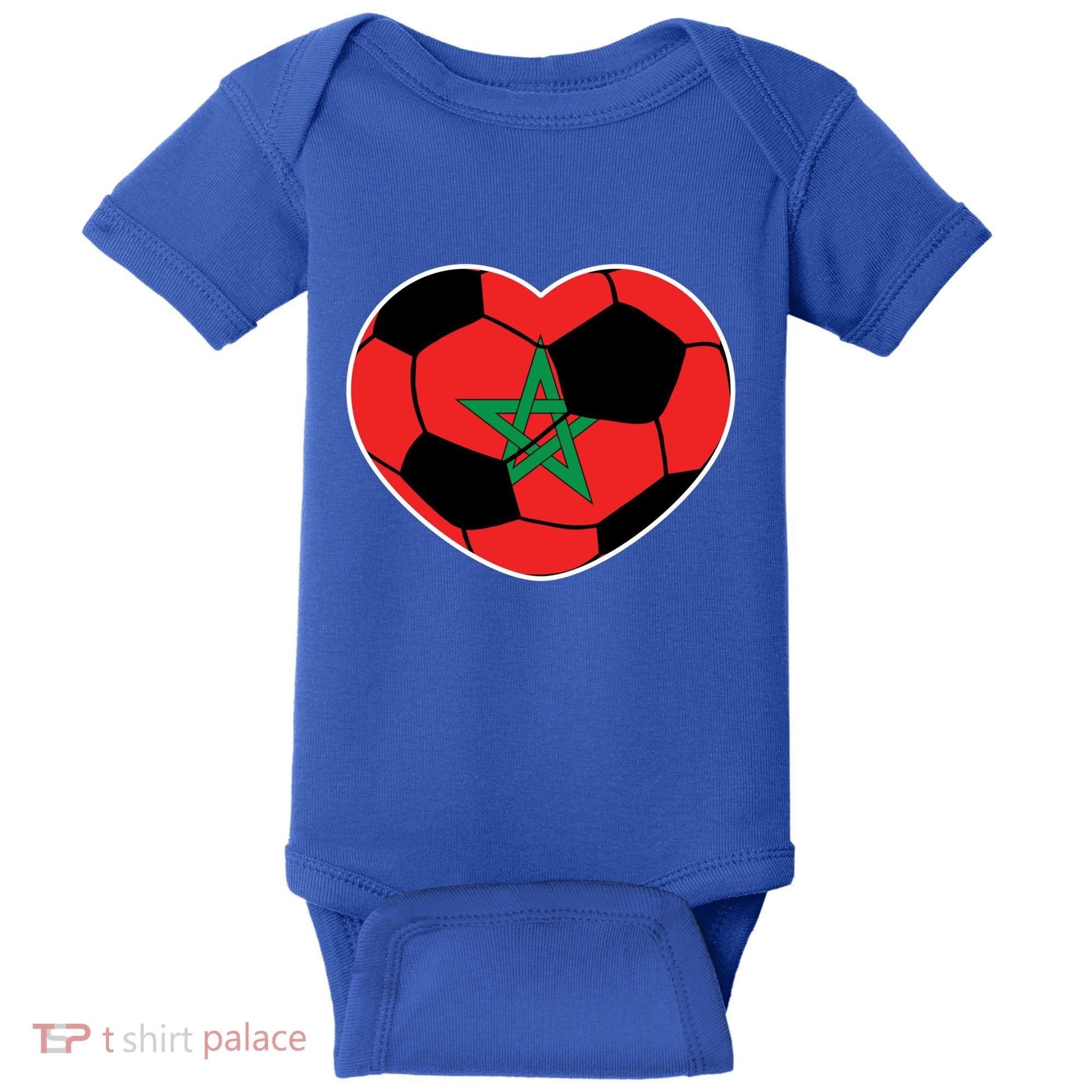 Morocco Soccer Ball Heart Gift Moroccan Football Soccer Gift Baby Bodysuit