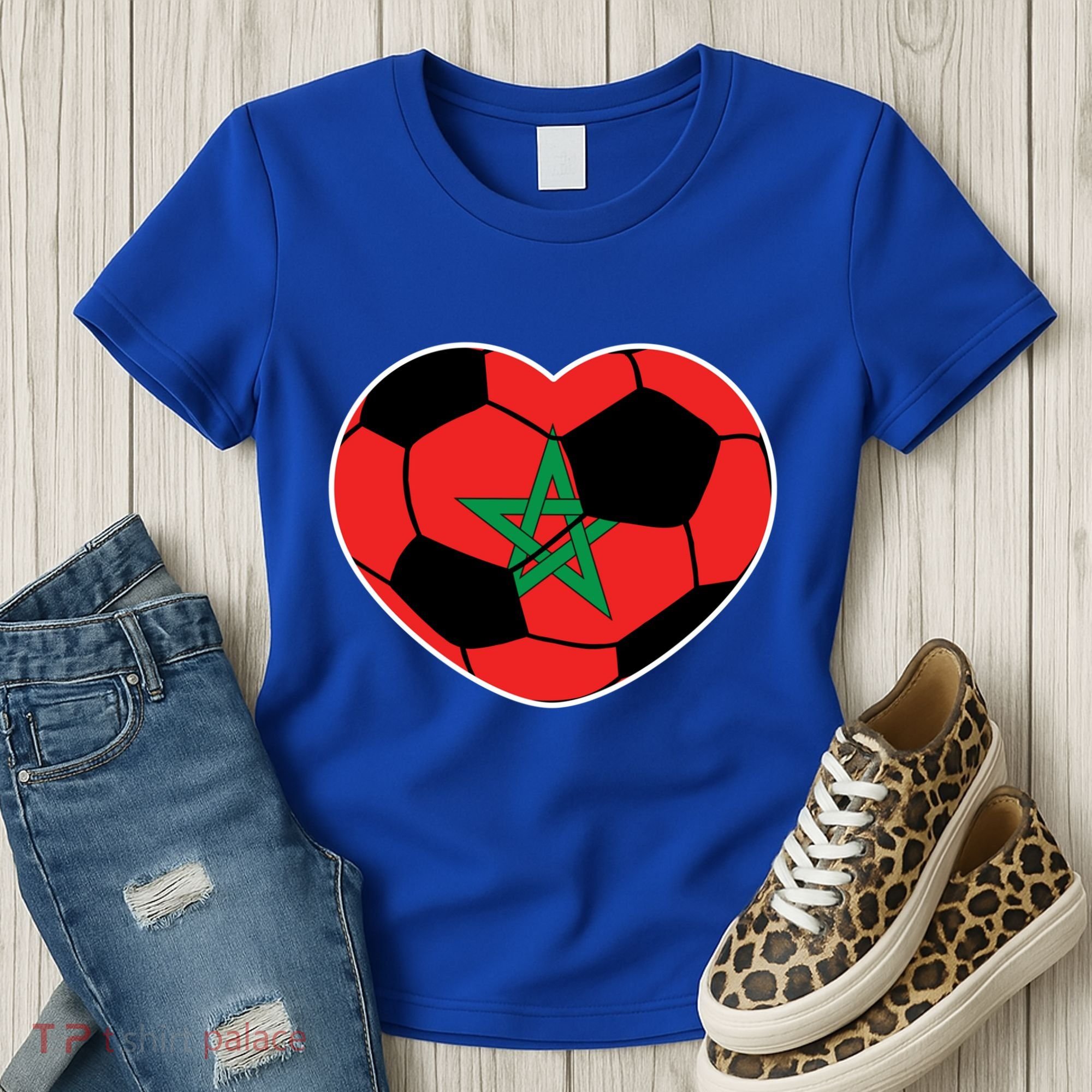 Morocco Soccer Ball Heart Gift Moroccan Football Soccer Gift Women's T-Shirt