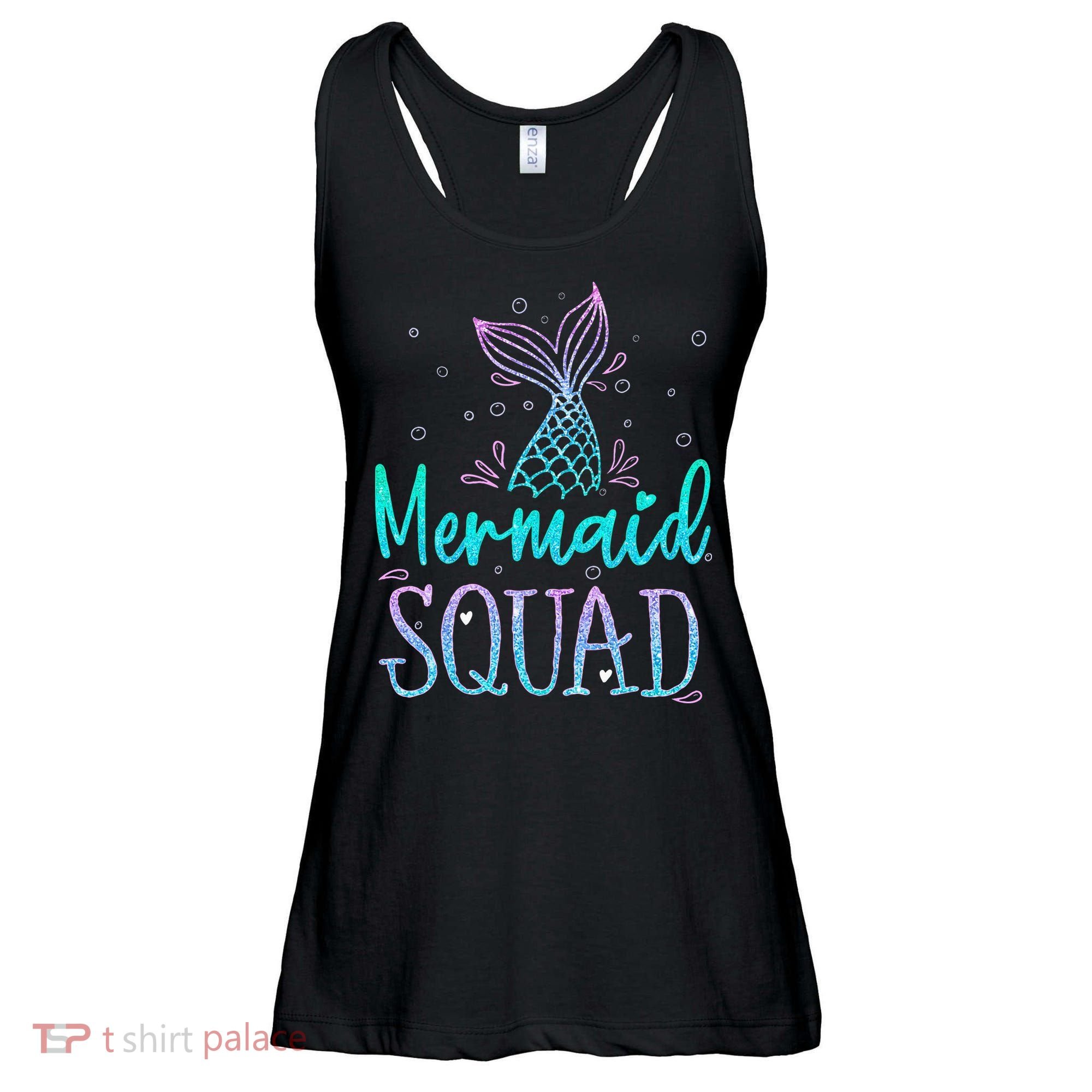 Mermaid Squad Birthday Mermaid Tail Squad Family Matching Ladies Essential Flowy Tank