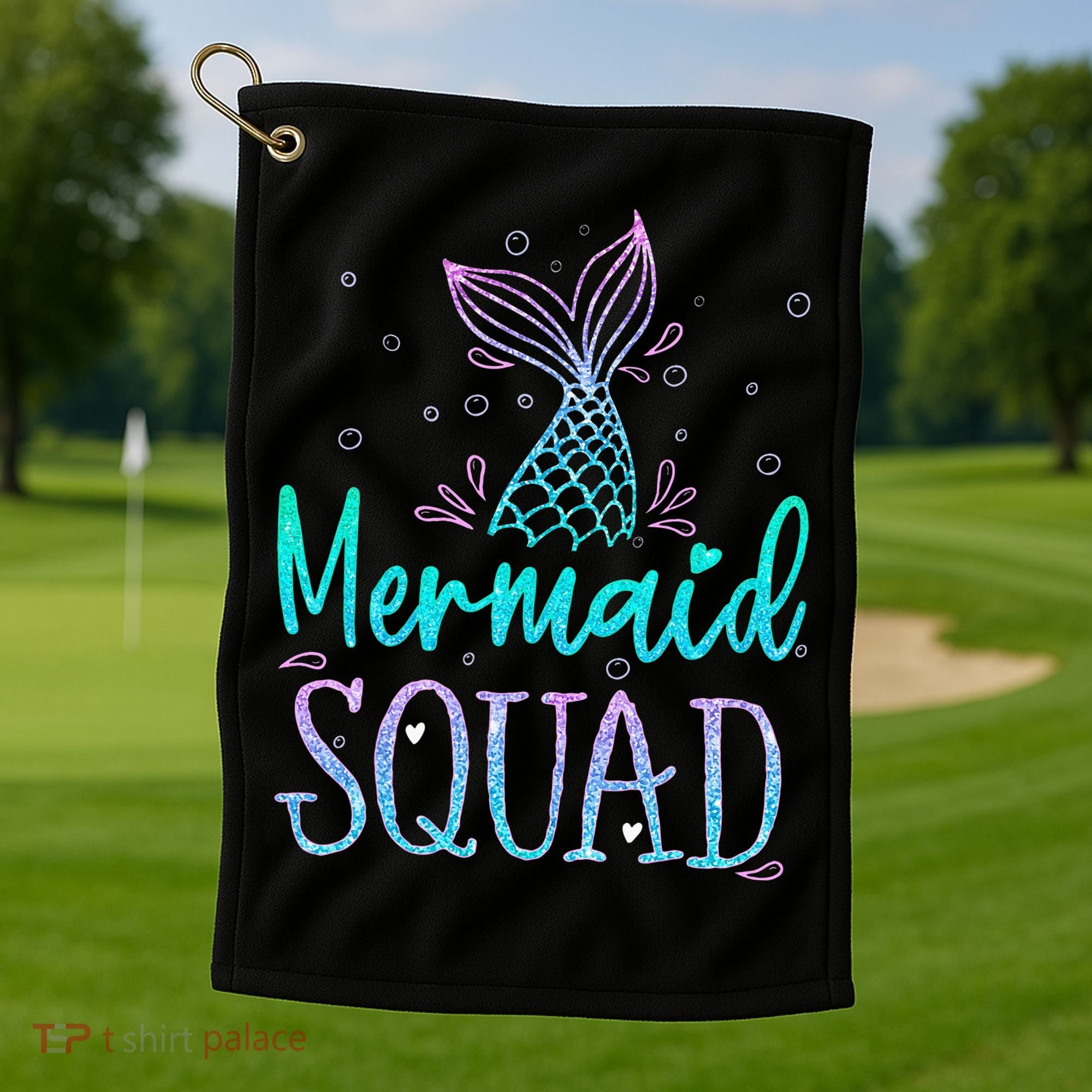 Mermaid Squad Birthday Mermaid Tail Squad Family Matching Golf Towel