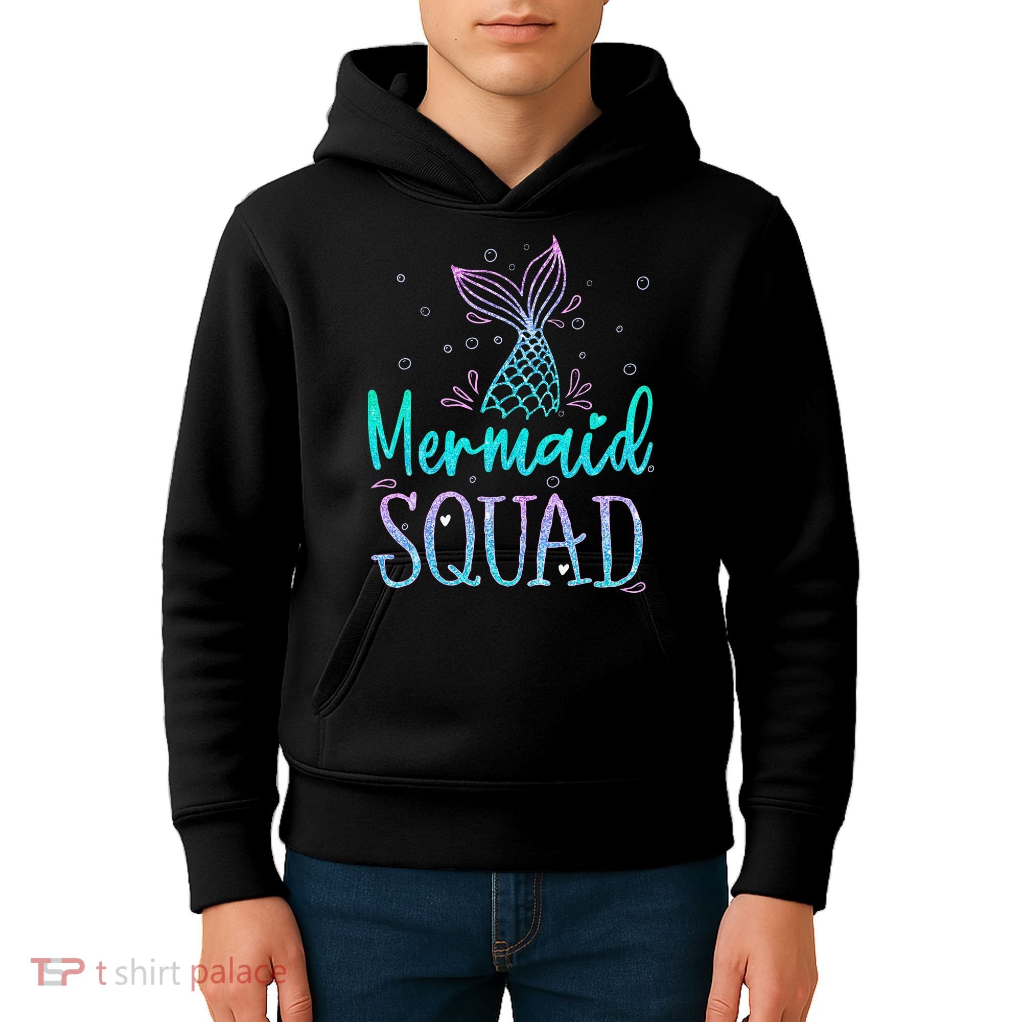 Mermaid Squad Birthday Mermaid Tail Squad Family Matching Kids Hoodie