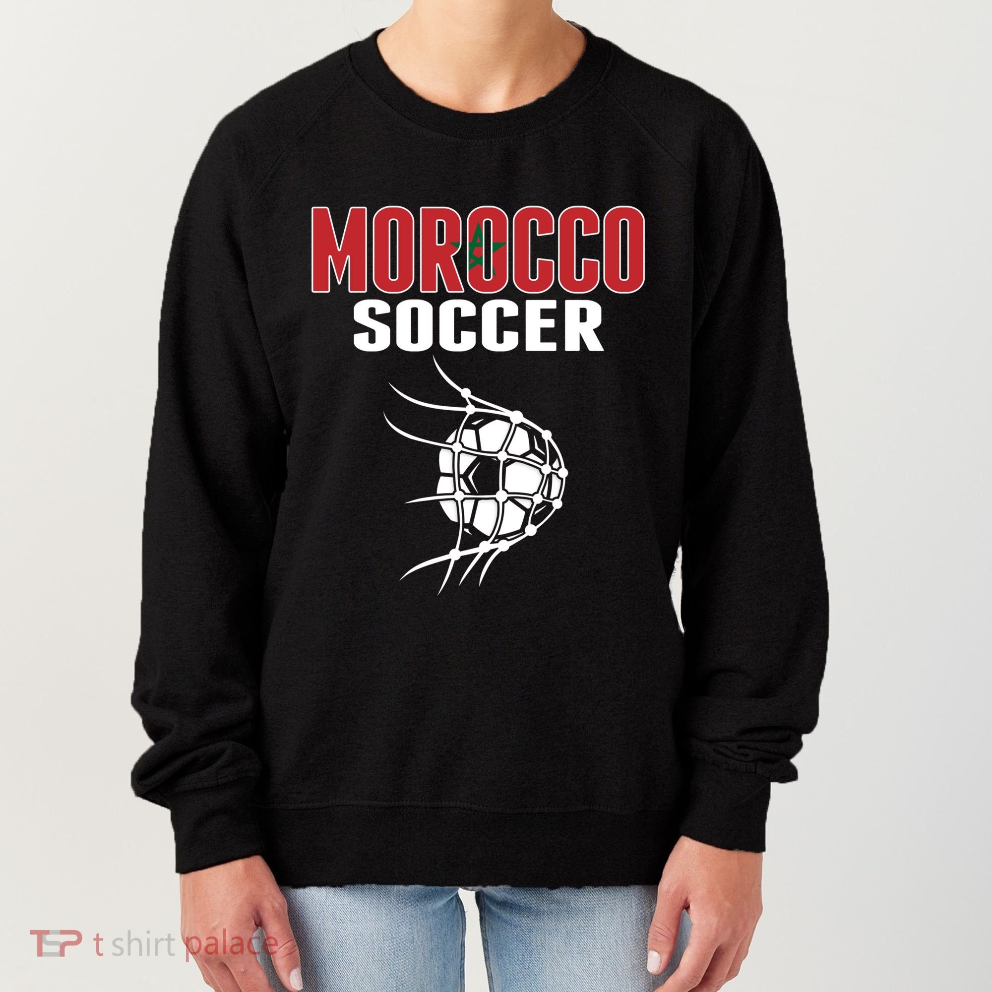 Morocco Soccer Ball In Net Funny Gift Moroccan Football Supporters Gift Women's Sweatshirt