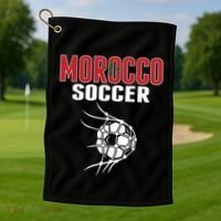 Morocco Soccer Ball In Net Funny Gift Moroccan Football Supporters Gift Golf Towel thumb 1
