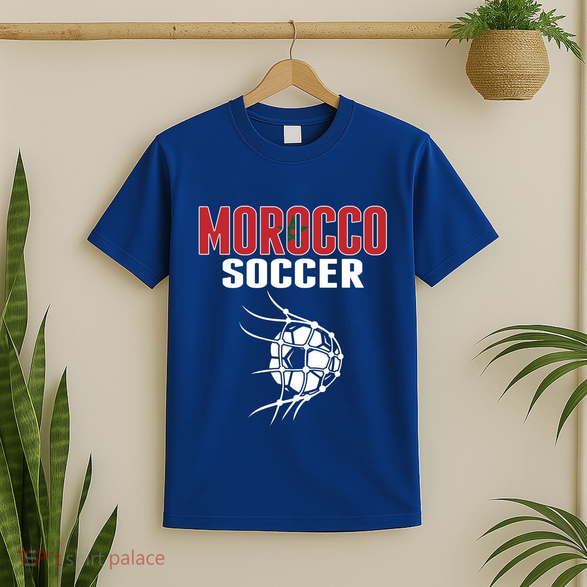 Morocco Soccer Ball In Net Funny Gift Moroccan Football Supporters Gift T-Shirt